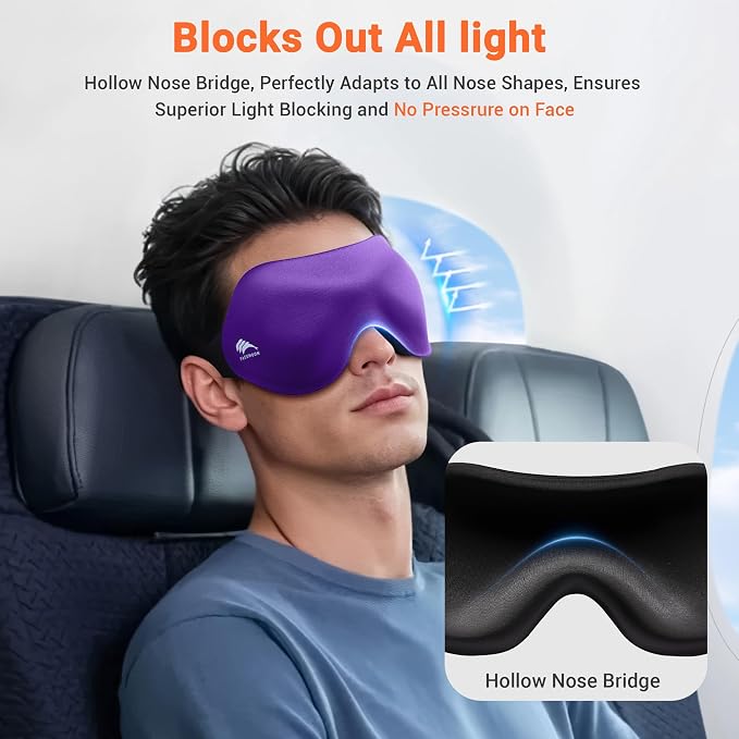 100% Blackout Eye Masks for Sleep: 3D Contoured Zero Eye Pressure Sleeping Mask - Image 2