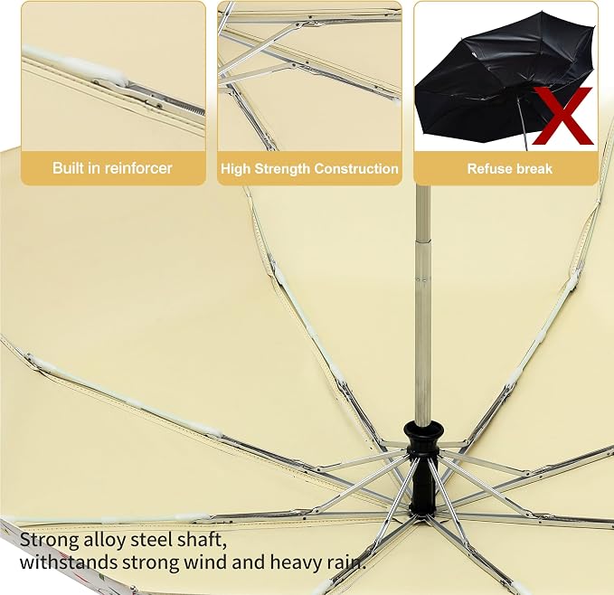 Color Glue Coating Sun Umbrella UV Protection Compact Folding Windproof - Image 4