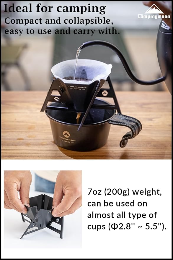CAMPINGMOON Collapsible Coffee Dripper Pour Over Camping Outdoor 304 Stainless - Image 4