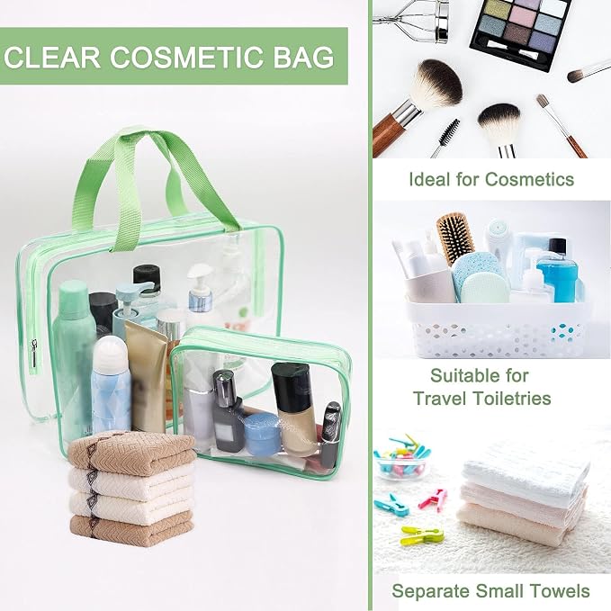 APREUTY Clear Makeup Bags, TSA Approved 6 Pcs Cosmetic Makeup Bags Set Clear PVC - Image 2