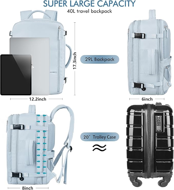 Beraliy Large Travel Backpack Women, Airline Approved Backpack, Carry On luggage - Image 8