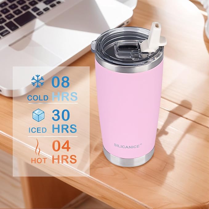 Light Pink 20 oz Stainless Steel Vacuum Insulated Tumbler - Image 3