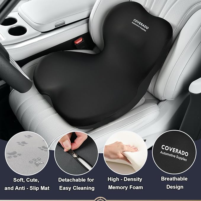 Coverado Car Seat Cushion and Lumbar Support Pillow One Piece, Memory Foam - Image 6