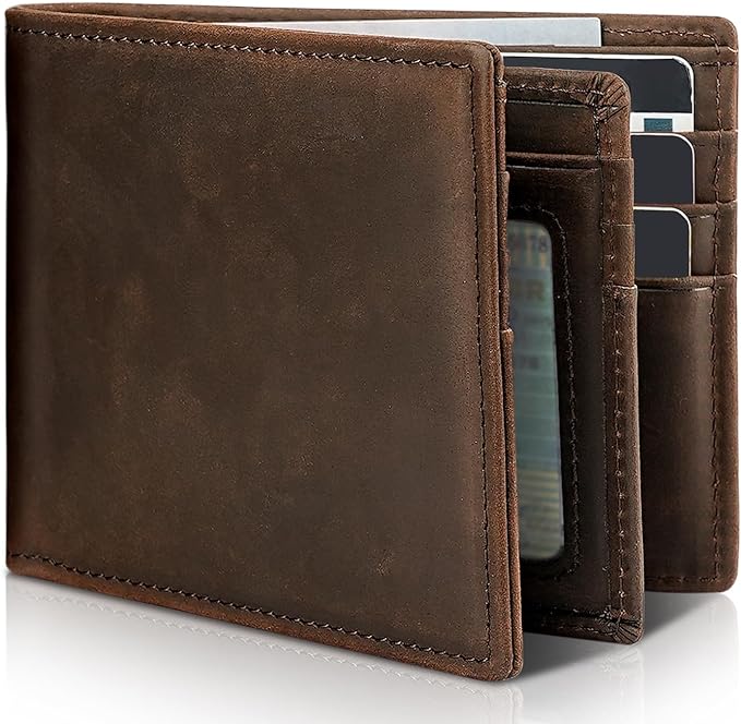 Mens Wallet Genuine Leather Bifold RFID Blocking Wallet by Artpaxy