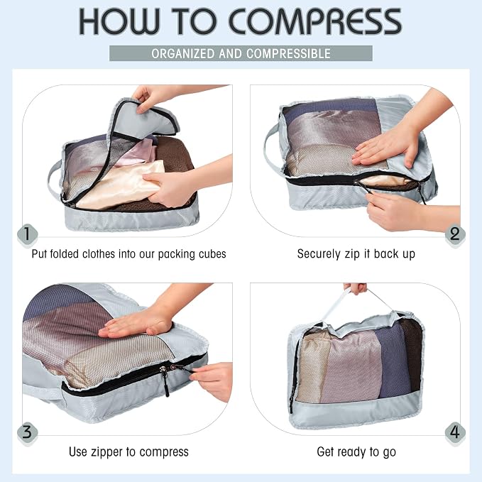 5 Pcs Packing Cubes for Suitcase Large Travel Cubes Carry on Luggage Organizer - Image 3
