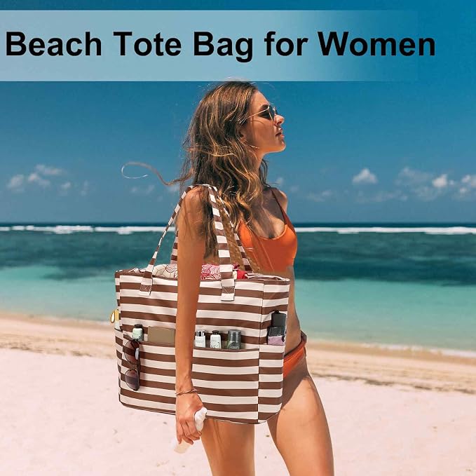 LEDAOU Beach Bag Waterproof Sandproof Women Tote Bag Pool Bag - Image 2