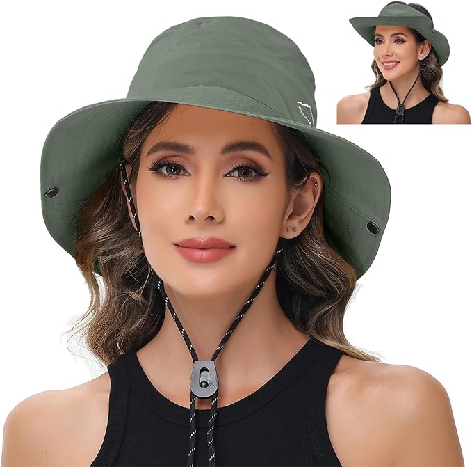 Sun Hats for Women Bucket Hat UV Protection Fishing Hat Wide Brim Safari Hats 2 by ZOORON