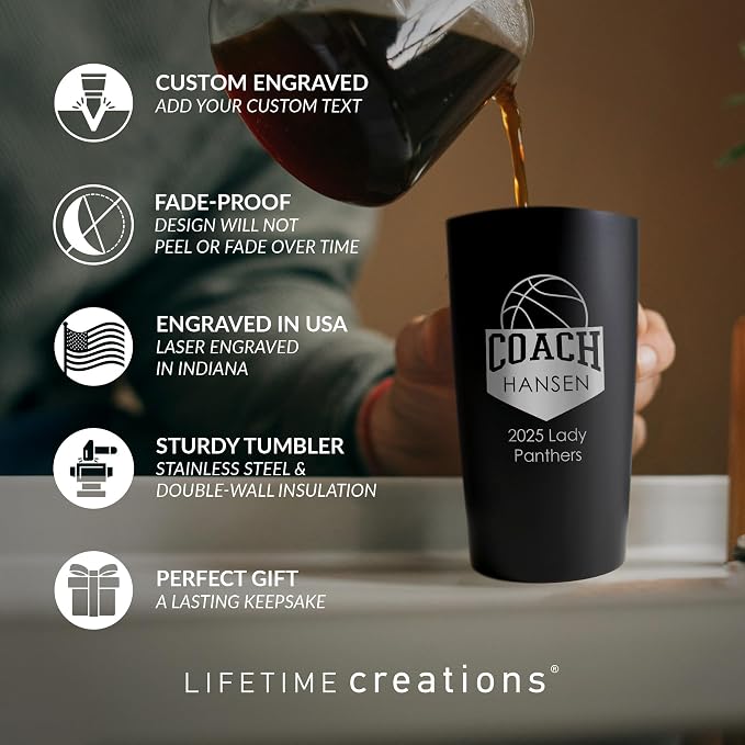 Lifetime Creations Personalized Basketball Coach Tumbler: Custom Basketball - Image 2