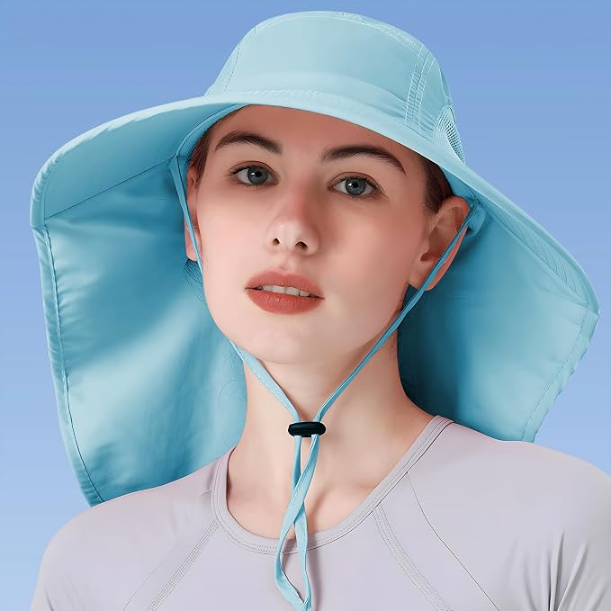 Womens Sun Hat UV Protection, Foldable Waterproof Wide Brim Bucket Hats - Image 2