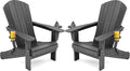 SERWALL Foldable Adirondack Chair Set of 2, HDPE Adirondack Chair by SERWALL
