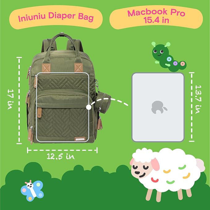 iniuniu Diaper Bag Backpack, 4 in 1 kit Large Unisex Baby Bags - Image 7