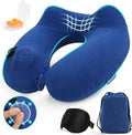 Inflatable Travel Neck Pillow for Airplane, Head Support Velvet Adult Neck by Glyzia