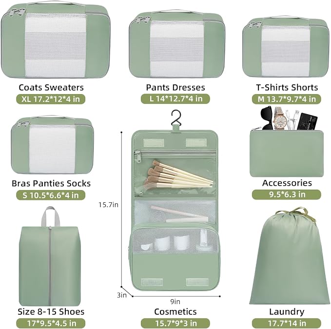 BAGAIL 6 Set/8 Set/10 Set Packing Cubes Various Sizes Packing Organizer - Image 2