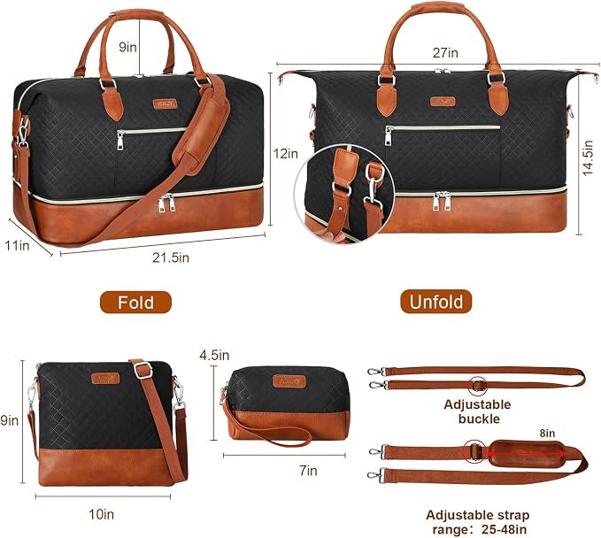 Weekender Bag for Women, Travel Duffel Bag Carry On Overnight Bag - Image 7