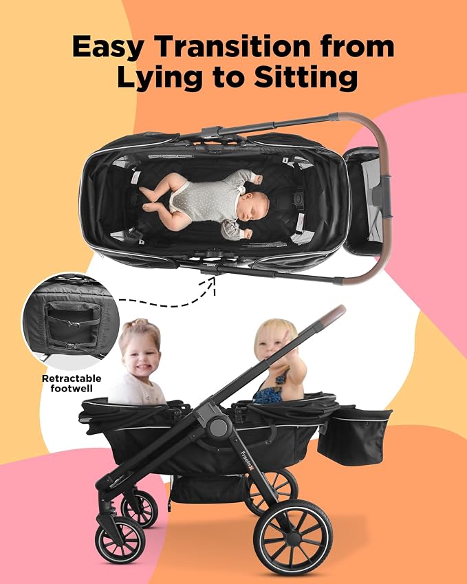 Tandem Wagon Stroller – All-Terrain 2-in-1 Push & Pull Design, Double Seat - Image 4