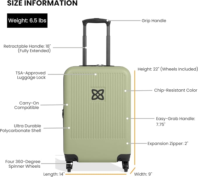 Sherpani Meridian, 22 Inch Carry On Luggage Airline Approved, Rolling Hardside - Image 3