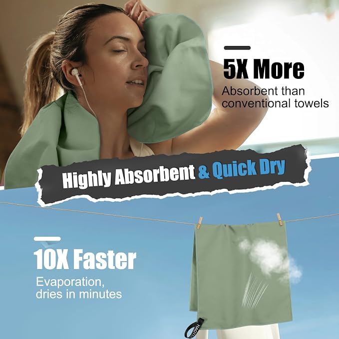Quick Dry Travel Towel, 3 Sizes 1 Pack Camping Microfiber Towel, Lightweight - Image 4