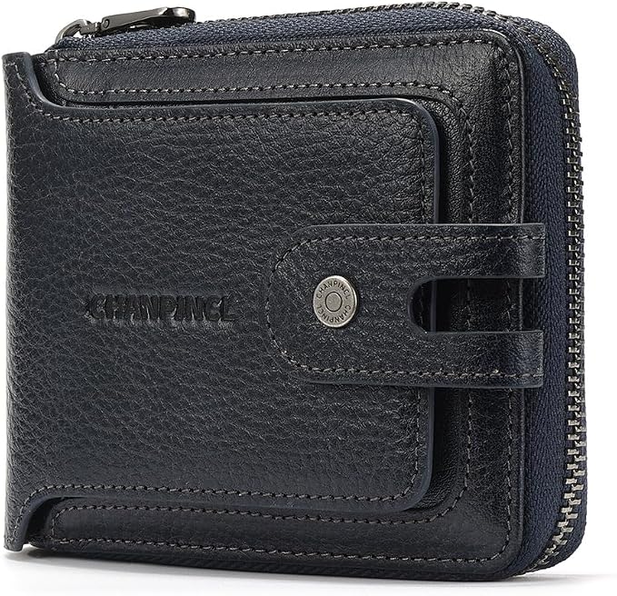 Men's brand buckle driver's license zipper genuine leather wallet, large by Alwaysoneoptionfitforyou