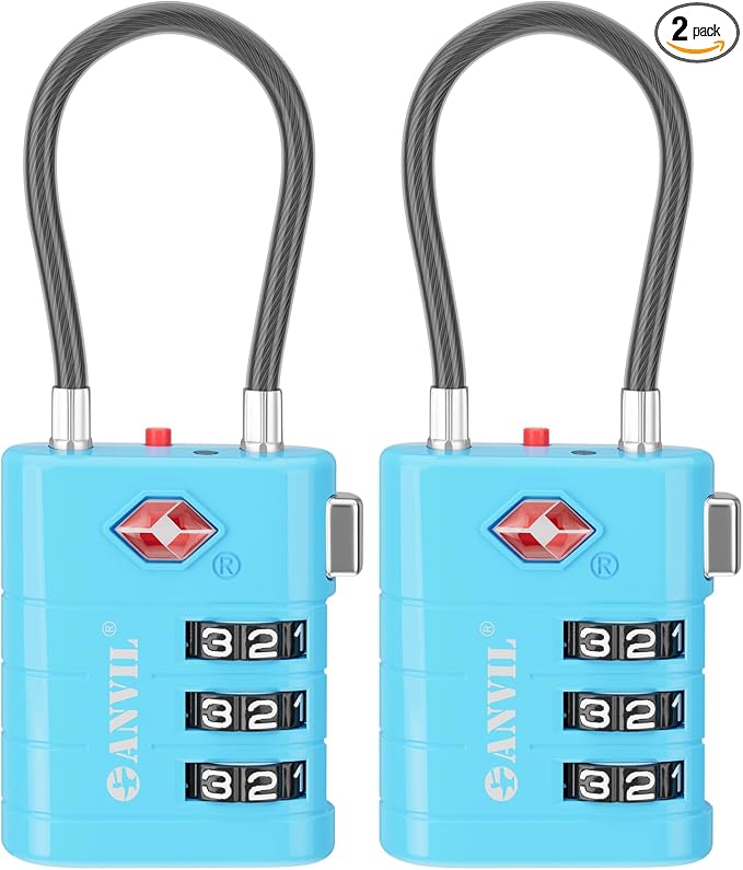ANVIL TSA Approved Luggage Locks – High Security TSA008 Combination Travel Locks by ANVIL