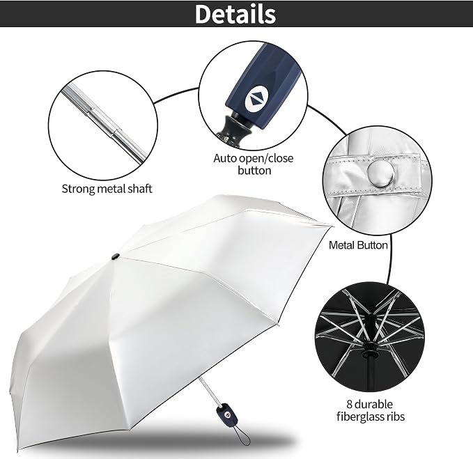 Color Coated Sun Umbrella UV Protection Compact Folding Windproof Parasols - Image 3
