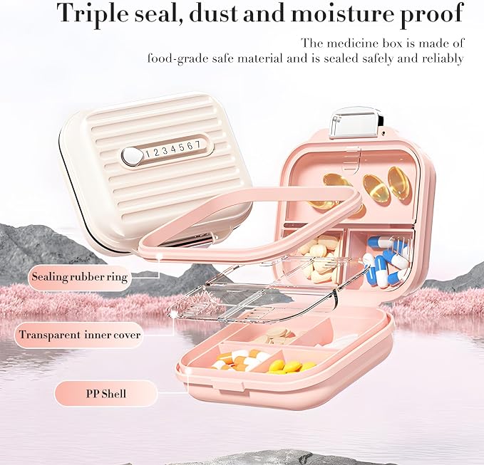 Travel Pill Organizer Box with Labels, 7 Compartments Portable Mini Pill Case - Image 5