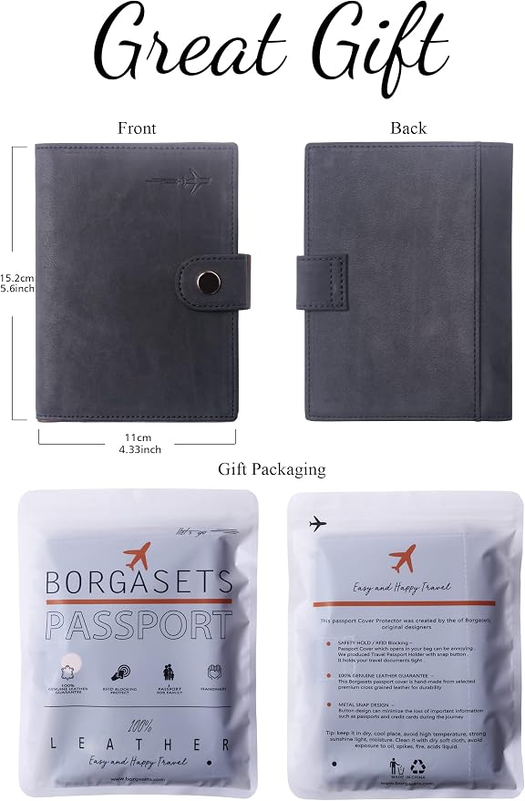 Genuine Leather Passport Case, RFID Passport Cover - Image 7
