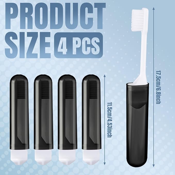Patelai 4 Pieces Travel Toothbrush Set, Soft Bristle Mini Foldable Tooth Brush - Image 2