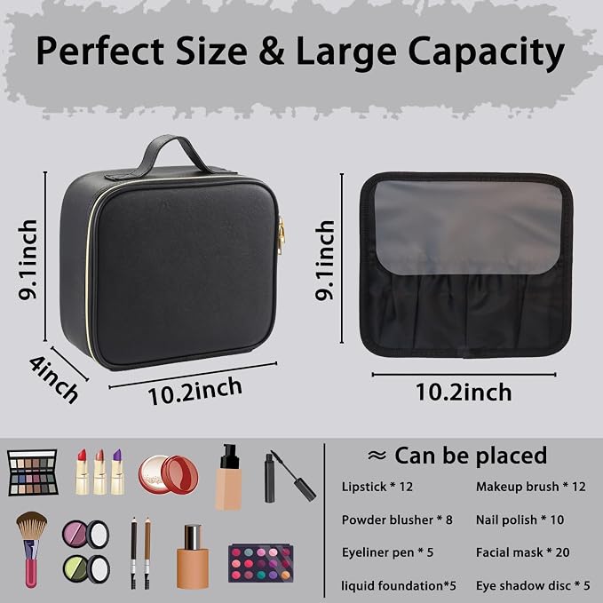 Makeup Bag with Led Mirror, Travel Makeup Organizer with 3 Color Setting - Image 2