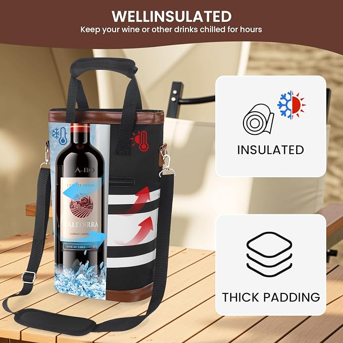 2-Bottle Insulated Wine Carrier Tote - Image 3