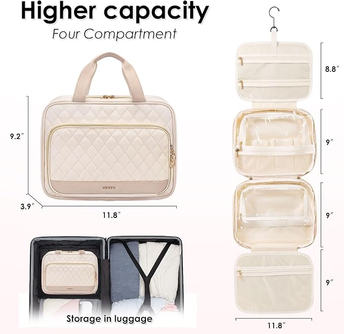 Travel Toiletry Makeup Bag for Women Hanging Toiletry Bag Cosmetic Organizer - Image 5