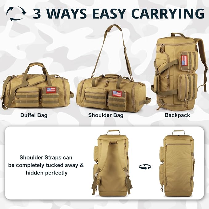 Tactical Gym Bag for Men，50L Large 3 in 1 Sports Duffle Bag - Image 5