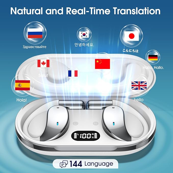 AI Translation Earbuds Real Time, 6 in 1 Instant Language Translator, 144 - Image 2