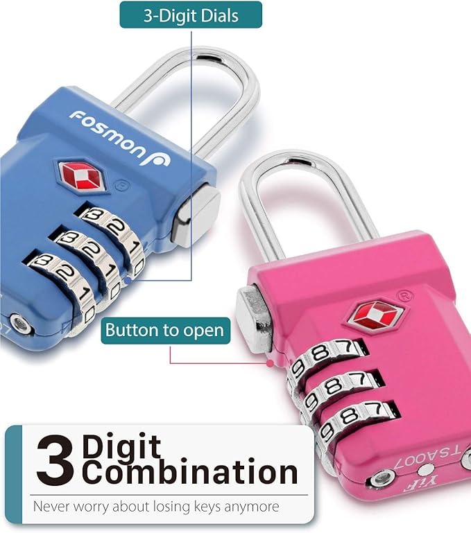 Fosmon TSA Approved Luggage Locks, Suitcase Travel Lock - Image 3