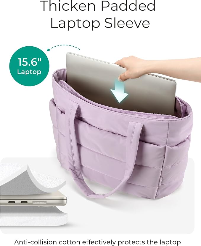 BAGSMART Tote Bag for Women, Lightweight Puffy Tote Bag - Image 3