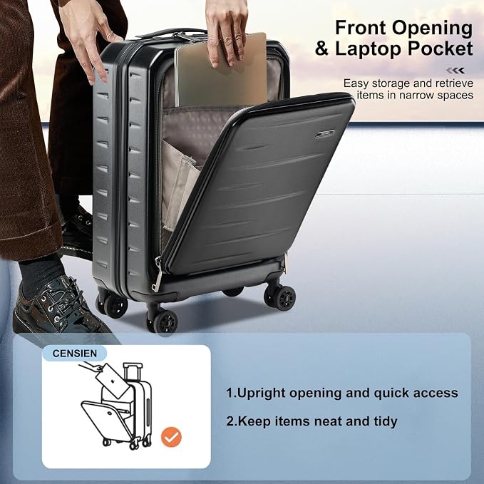Carry On Luggage 22×14×9 Airline Approved, 20 Inch Lightweight ABS+PC Hard - Image 2
