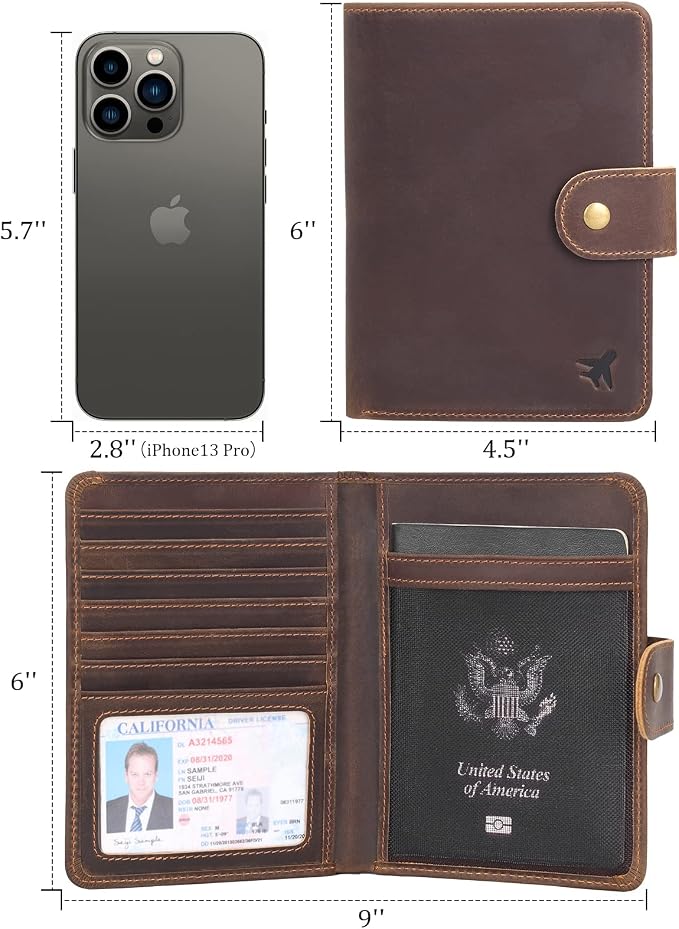 Polare Luxury RFID Blocking Leather Passport Holder Travel Wallet - Image 6
