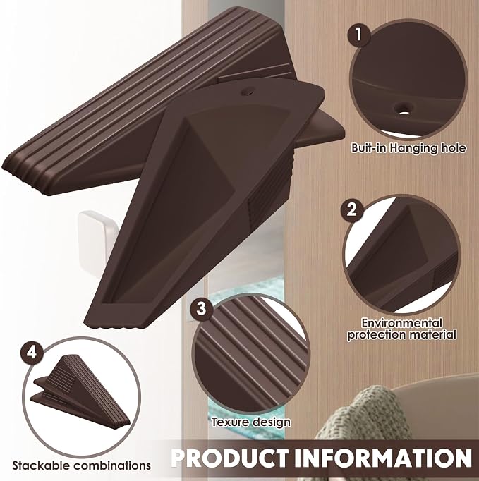 Frienda 8 Pcs Jumbo Door Stoppers Heavy Duty Door Stopper Tall up to 2inch Tall - Image 3