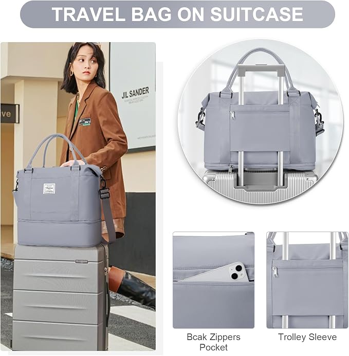 Travel Duffel Bag, Sports Tote Gym Bag, Shoulder Weekender Overnight Bag - Image 2
