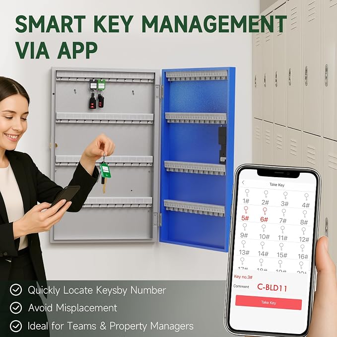 WeHere 96 Key Lock Box Wall Mount, APP Bluetooth/OTP/Wi-Fi Remote/Fixed - Image 7