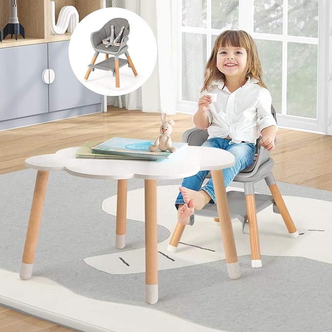 HONEY JOY Baby High Chair, 6 in 1 Convertible Wooden Highchair - Image 9