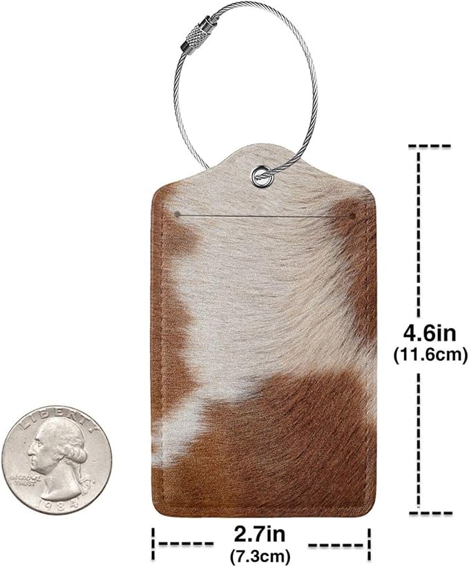 2 Pcs Funny Brown Cowhide Pattern Luggage Tag - Image 2