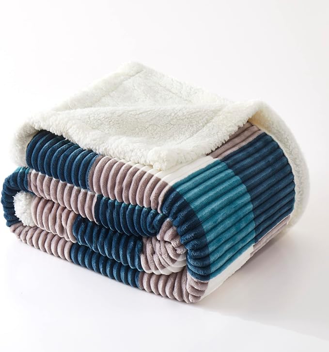 PU MEI Sherpa Blanket Twin Plaid Thick Bed Blanket, 90”*80” Super Soft Flannel - Image 7