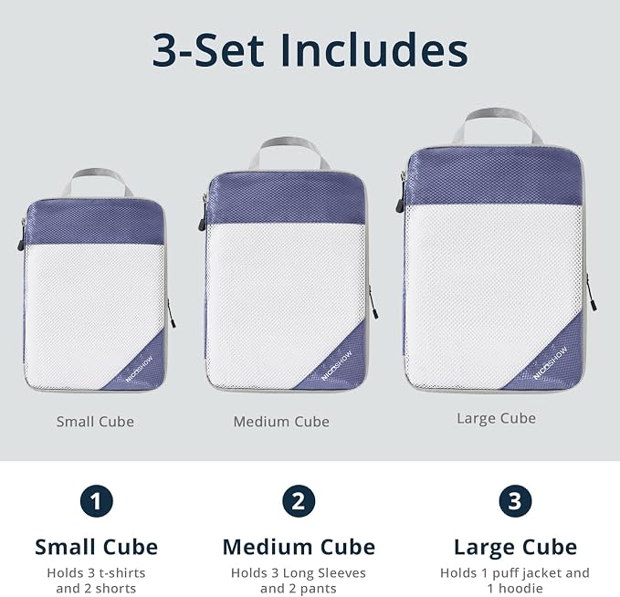 Compression Packing Cubes 3 Set, Compressible Space-Saving Packing Cubes - Image 3