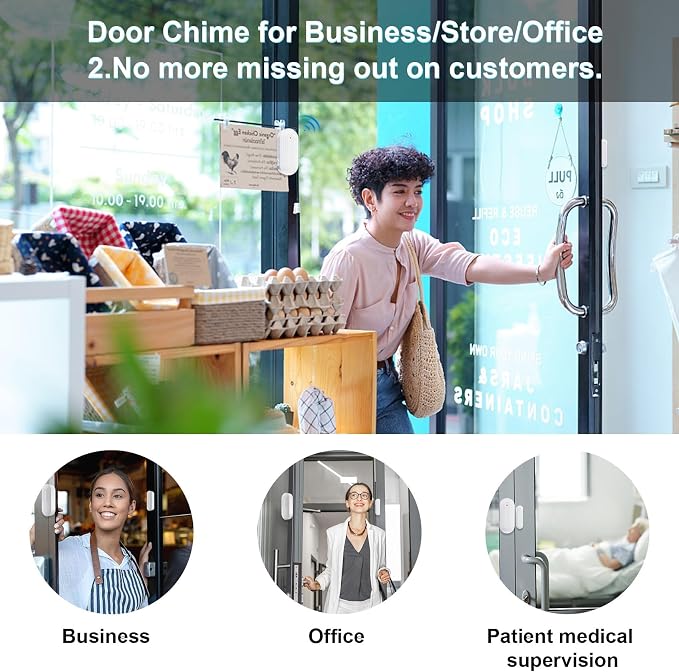 Door Chime, Wireless Door Open Alarm-SANJIE Door Entry Chime - Image 4
