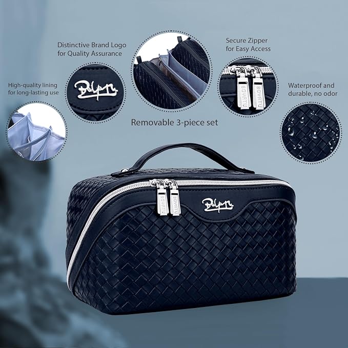 BOYATU Travel Makeup Bags for Women: Large Make up Bag Set of 3 - Image 2