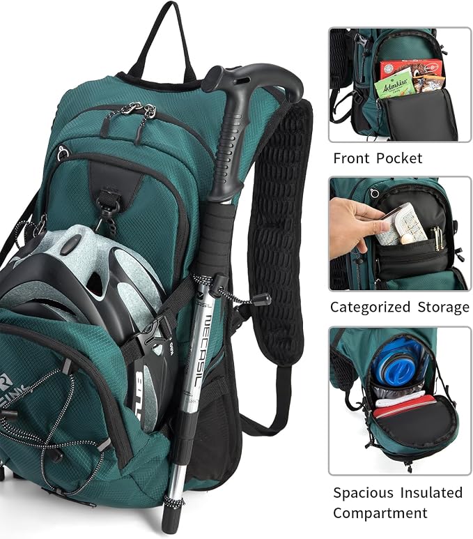 Hydration Backpack Pack with 2L Water Bladder 18L Hiking Backpack Women Men - Image 2
