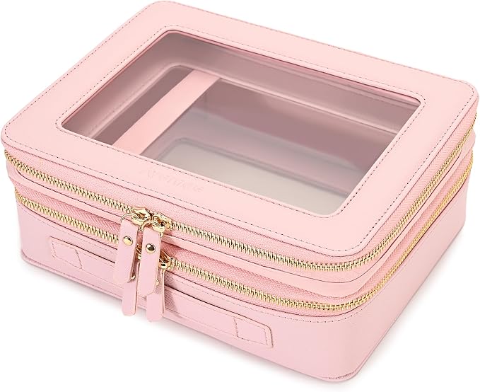 Aveniee XL Clear Makeup Organizer, Double Layer Travel Cosmetic Case by Aveniee