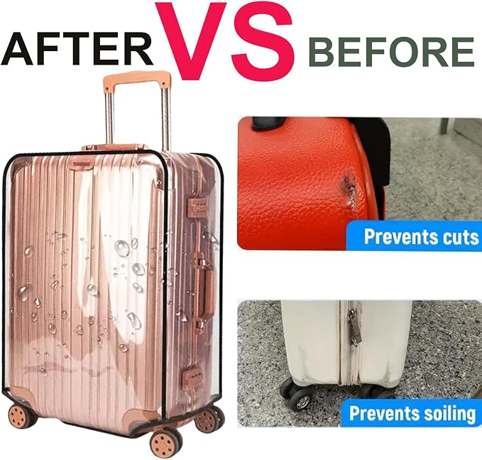 Luggage Cover Protector Fits 20 24 28 Inch Clear PVC Waterproof Suitcase Covers - Image 5