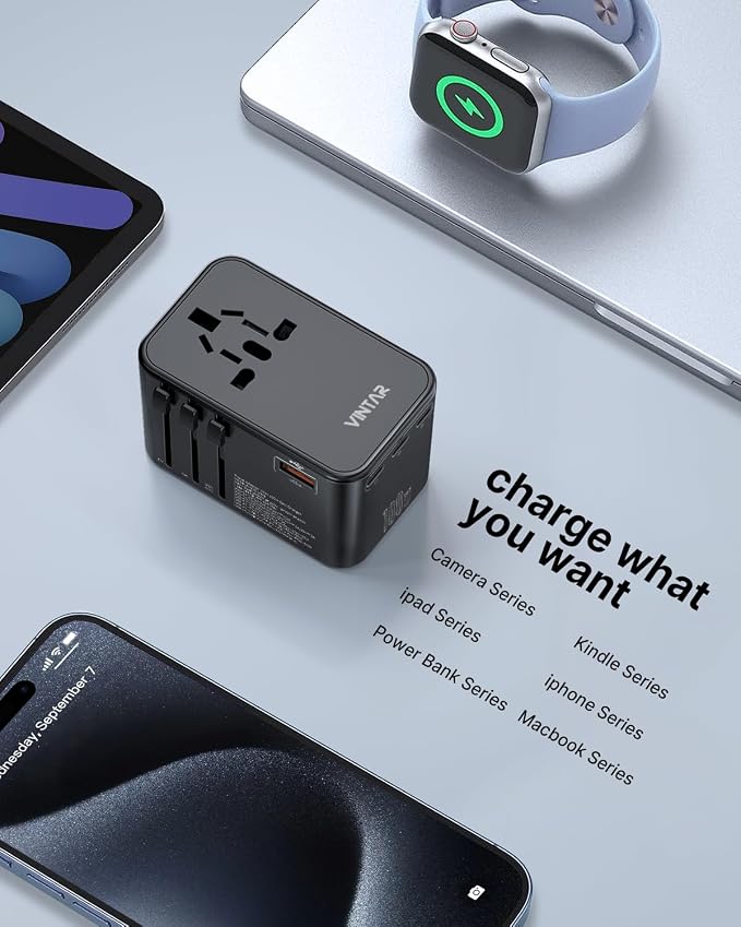 Universal Travel Adapter, VINTAR 100W GaN International Power Adapter - Image 6