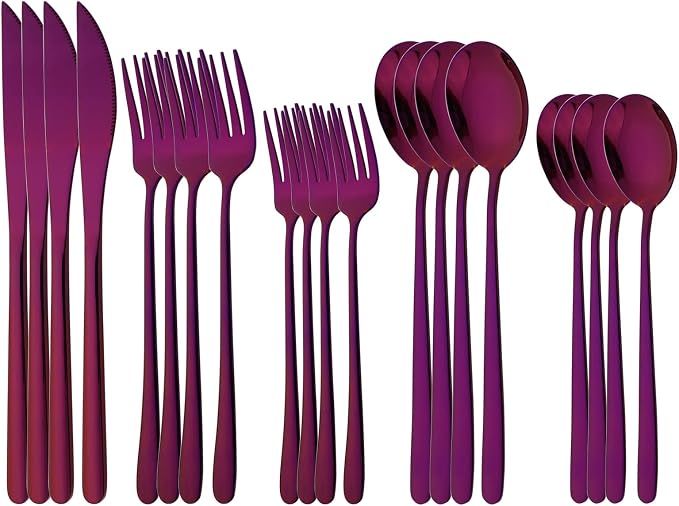 20 Pieces Silverware Set 304 Stainless Steel, Healthy & Eco-Friendly Silver by Uniturcky
